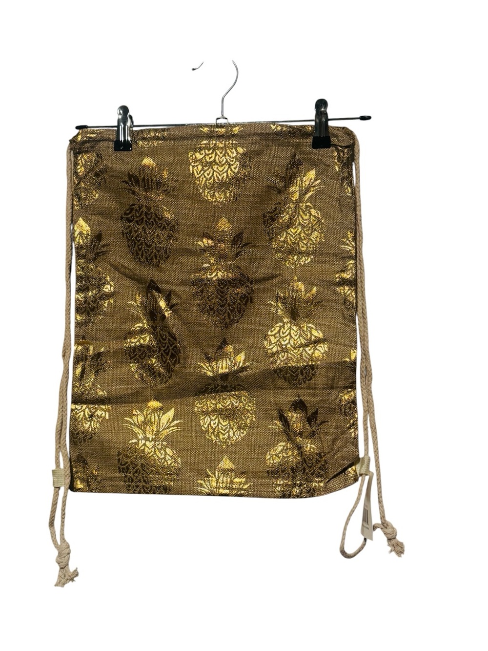 Gold  & Silver Pineapple Drawstring Backpacks ( Set of 2) NWT